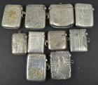 Collection Of 10 Antique English Sterling Silver Vesta Cases 218 Grams