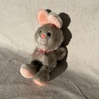 Vintage Dakin 6    Easter Bunny Rabbit Plush Stuffed Animal 1981 Grey   Pink Bow