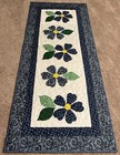 Handmade Quilted Table Runner topper 19  X 44     Flowers