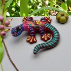 Hand-painted Talavera Lizard Figurine   Mexican Folk Art Decor