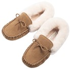 Women s Fluffy Moccasin Slippers Soft Suede Sole Premium Luxury Moccasins