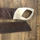 Vintage Croc Embossed Brown Leather Wide Belt With Silver Modern Buckle Small