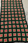 Vintage Handmade Crochet Granny Square Crochet Afghan  Grandmacore Blanket 40x80