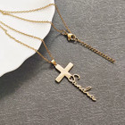 Custom Cross Name Necklace Personalized Pendant Stainless Steel Jewelry Gold