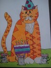 Unused 1998 Vintage Greeting Card Hallmark Birthday Cat Birthday W  Mice Friends