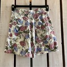 Vintage Gitano Floral High Waisted Shorts Cotton Pink Blue Rose Print Size 9 10