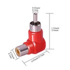 Cnario 2pcs Right Angle Rca Adapter  90 Degree Adapter Red
