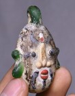 2 1  Old Chinese Green Coloured Glaze Carved Dynasty Drama People Face Pendant