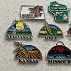 Lot Of 7 Kansas Iowa Indiana Nebraska Missouri Nd Souvenir Refrigerator Magnets