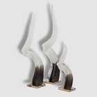  298 Global Views White Glass Horns 3pc Decorative Centerpiece Table Sculpture