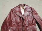 Vintage 70 s Sears Men s Store Cordova Red Leather Notch Collar Jacket Lined 40r