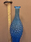Vintage Blue Glass Vase Diamond Point Bud Vase 16 Inch Tall Decor Accent
