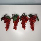 Vintage Lucite Grape Cluster 5  Red Mcm Mid Century Modern Home Decor Fruit 