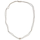 Vintage Victorian Gold Filled Watch Chain   Seed Pearl   Garnet Slider Necklace