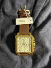 Olevs Model 9925 Chronograph With Square Gold-tone Case  Brown Leather Strap 