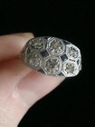 2ct Art Deco Style Lab-created Diamond   Sapphire Wedding 14k White Gold Fn Ring
