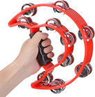 Half Moon Musical Tambourine Double Row Metal Jingles Hand Held Percussion Drum