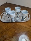 Silver Plated Expresso Cups With Serving Tray italy tognana vintage