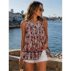 Boho Sleeveless Printed Babydoll Tank Top     Flowy Ruffle Hem   Women s Size L