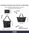 The Foldie Black Nylon Foldable Shoulder Crossbody Travel 40l Tote Bag New Tags