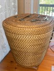 Chinese Wicker Rattan Woven Basket Handled Storage Box Fish Shaped Hook