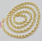 Real 14k Yellow Gold Rope Chain Necklace 5mm 18- 26 Inch Diamond Cut Solid 14k