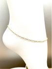 14k Yellow Gold 2 3mm 10  Textured Rolo Oval Cable Chain Anklet Bracelet 1 9 Gr