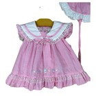 Vintage Mayfair Baby Dress 18 Months Sailboat Pink Polka Dot Matching Hat Infant