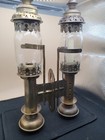 Pair Of Antique Railroad Car Gold Brass Candle Sconce In Very Good Condition