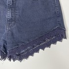 Free People Women Black Striped Lace Trim Denim Shorts Indie Sleaze Boho Sz 27 