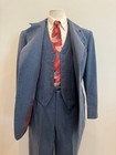 1940s Men s Vtg Richman Bros 3pc Blue Sb Stripe Check Flannel Suit 39r 40r 34x27