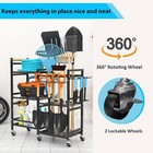 New-garden Tool Organizer With Rolling Wheel  3-tier Metal Shelf Yard To