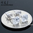 Men Women 925 Sterling Silver 5mm Icy Bling Cz Round Screw Back Stud Earring e88