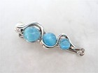 Small  Blue Stone Silver Metal Alligator Hair Claw Clip Clamp For Fine Thin Hair
