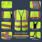 Hi-vis Safety Reflective Vest Men  Women With Pockets And Zipper Ansi Standard