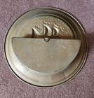 Vtg Brass Metal Plate W Sailing Ship Wall Hanging W Mail Letter Pouch Nautical 