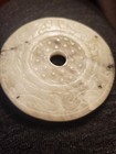 Vintage Chinese Carved White Jade Bi Disc - 3  Dragon   Phoenix Motif