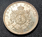 1867 Bb French 5 Francs Coin - Very High Grade - Luster - Very Light Toning