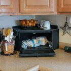 Solid Wood Corner Breadbox - Distressed - Farmhouse - Primitive - Made In Usa