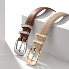 Womens Belt Fashion Leather Wais Belt For Jeans Pants Dresses With Gold Buckle