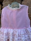 Vintage Penney   s Girl   s Pink Seersucker Dress White Eyelet Lace Ruffles Usa 12