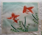 Lot Of 3 Vtg Signed Japanese Art Silk Paintings - Mcm - Each 18  X 15   Unframed
