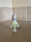 Antique German 2 5  Porcelain Half Doll Pin Cushion Ornate W  Feathers  12286