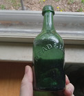 Iron Pontil Read   Hall Deep Green 1850 Long Neck Soda Bottle Providence ri 