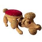 Vintage Florenza Mcm Poodle Pin Cushion Bobble Head Red Velvet Dog