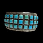 Verdy Jake Native American Navajo Natural Turquoise Mosaic Sterling Silver Cuff