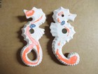 Pair Of Vintage Mcm Japan Pink   Gold Ceramic Seahorse Wall Plaques