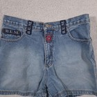 Vintage Bum Equipment Shorts Youth 13 14 Blue Denim High Rise Logo 90s Y2k Retro