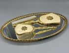 Vintage Large Mirror  Comb brush   Tray Set 24k Gold Plated Stylebuilt Vanity