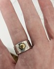 Stunning Opal Ring 22k Bezel Sterling Band 22k Accent Dot